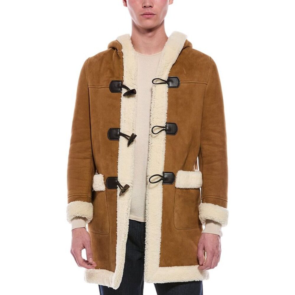 Isaia Mens  Shearling Coat, Brown